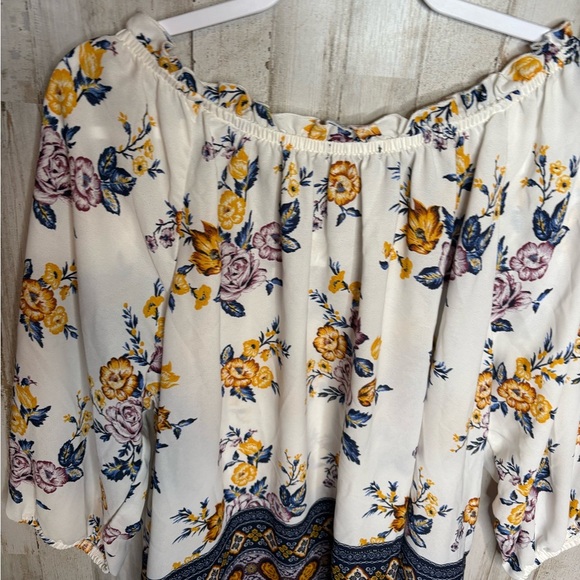 SIGNATURE STUDIO 2X Blue Tunic Top 3/4  Sleeve Length Boho Floral print - Picture 11 of 13